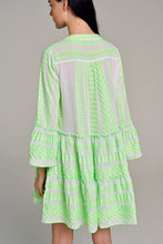 Load image into Gallery viewer, Ella Long Sleeves Short Dress - Green/White
