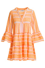 Load image into Gallery viewer, Ella Long Sleeves Short Dress - Orange/White
