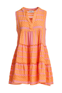 Ella Sleeveless Short Dress - Orange/Pink