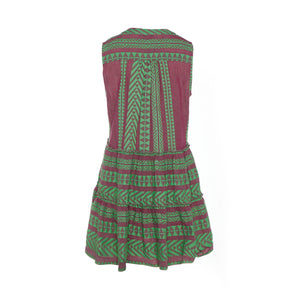 Ella Sleeveless Short Dress - Green/Fushia