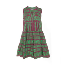 Load image into Gallery viewer, Ella Sleeveless Short Dress - Green/Fushia GRFUR144
