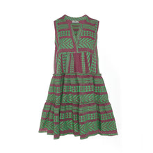 Load image into Gallery viewer, Ella Sleeveless Short Dress - Green/Fushia
