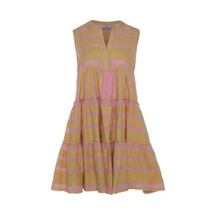 Ella Sleeveless Short Dress - Yellow/Pink