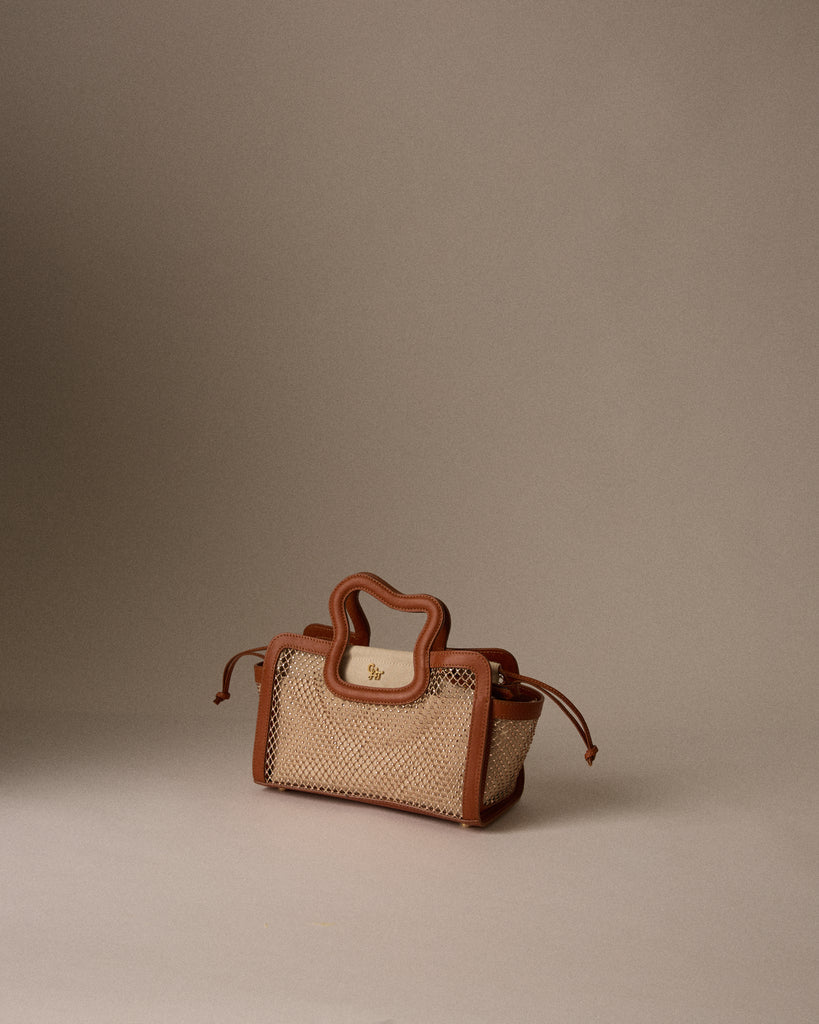 Gigi Crystal Net Bag - Brown