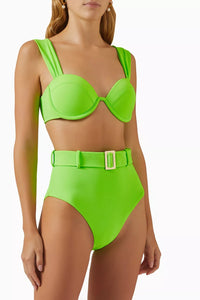 The Belted Brief (High Leg) - Electric Green