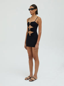 Pierced Orbit Mini Dress - Black