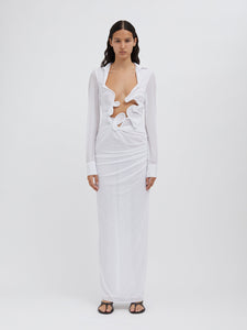 Venus Plunge Shirt Dress - White