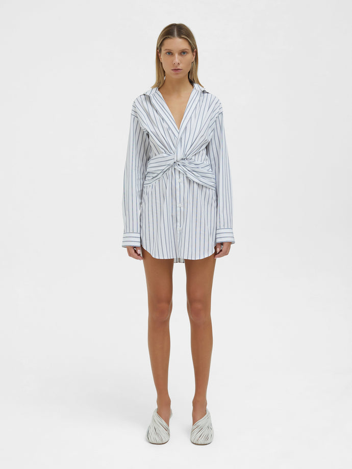 Tempest Twist Shirt Dress - Pinstripe Ink