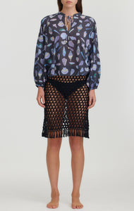 Palm Desert Blouse - Midnight Shell Print