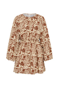 Nova Dress - Brown Palm Scene
