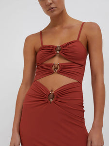 Crystal Orbit Column Dress - Brick