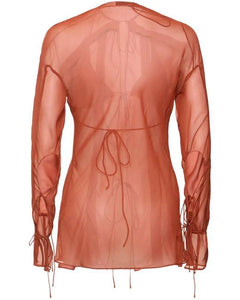 Floating Sheer Lapped Shirt - Brick