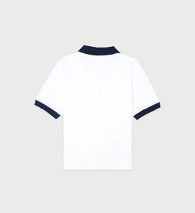 Hotel du Cap Cursive Terry Polo - White/Navy