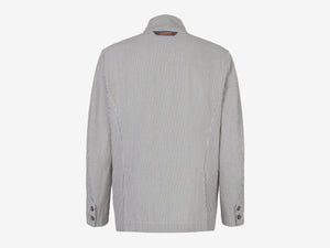 Ellen Blazer Cotton Seersucker Unstructured Blazer -  Pearl Grey