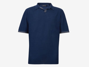 Short Knitted Polo - Navy Blue