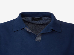 Short Knitted Polo - Navy Blue