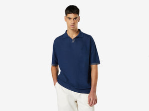 Short Knitted Polo - Navy Blue