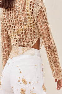 Gill Top Crochet Coverup - Champagne