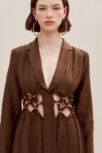 Elana Midi Dress Sleeved - Affogato