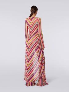 Long Cover Up - Multicolor Red Stripes