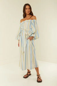 Sicily Dress - Blue Yellow Stripe