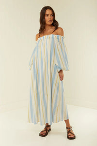 Sicily Dress - Blue Yellow Stripe
