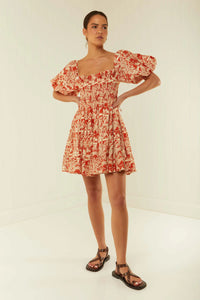 Kub Dress - Red Palm Scene