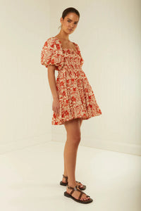 Kub Dress - Red Palm Scene