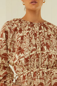 Nova Dress - Brown Palm Scene