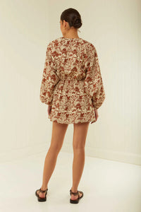 Nova Dress - Brown Palm Scene