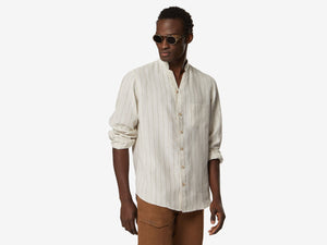 Fish Tail Shirt Linen Henley Shirt - Neutral