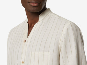 Fish Tail Shirt Linen Henley Shirt - Neutral