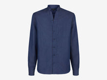 Load image into Gallery viewer, Fish Tail Shirt Cotton and Hemp Denim Henley Shirt - Mid Blue

