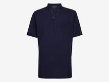Load image into Gallery viewer, Fish Tail Short Cotton Shirt - Navy Blue
