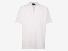 Load image into Gallery viewer, Fish Tail Short Cotton Piqué Short Sleeve Henley Shirt - White
