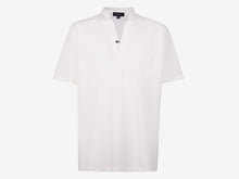 Load image into Gallery viewer, Fish Tail Short Cotton Piqué Short Sleeve Henley Shirt - White
