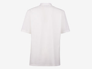 Fish Tail Short Cotton Piqué Short Sleeve Henley Shirt - White