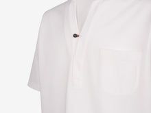 Load image into Gallery viewer, Fish Tail Short Cotton Piqué Short Sleeve Henley Shirt - White
