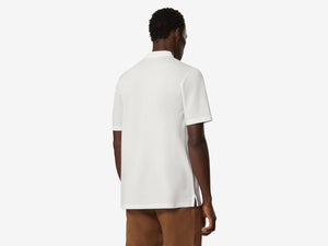 Fish Tail Short Cotton Piqué Short Sleeve Henley Shirt - White