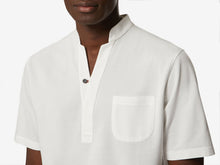 Load image into Gallery viewer, Fish Tail Short Cotton Piqué Short Sleeve Henley Shirt - White
