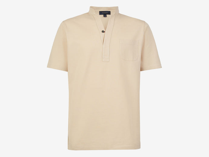 Fish Tail Short Cotton Shirt - Beige