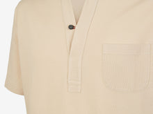 Load image into Gallery viewer, Fish Tail Short Cotton Piqué Short Sleeve Henley Shirt - Beige
