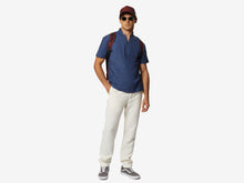 Load image into Gallery viewer, Fish Tail Short Cotton Piqué Short Sleeve Henley Shirt - Mid Blue
