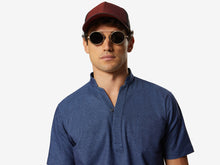 Load image into Gallery viewer, Fish Tail Short Cotton Piqué Short Sleeve Henley Shirt - Mid Blue
