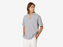 Load image into Gallery viewer, Fish Tail Short Cotton Chambray Polo Shirt - Lead Grey

