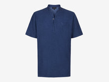 Load image into Gallery viewer, Fish Tail Short Cotton Piqué Short Sleeve Henley Shirt - Mid Blue
