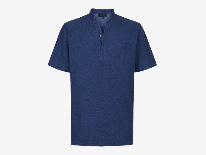 Fish Tail Short Cotton Shirt - Mid Blue