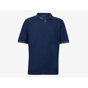 Short Knitted Polo - Navy Blue