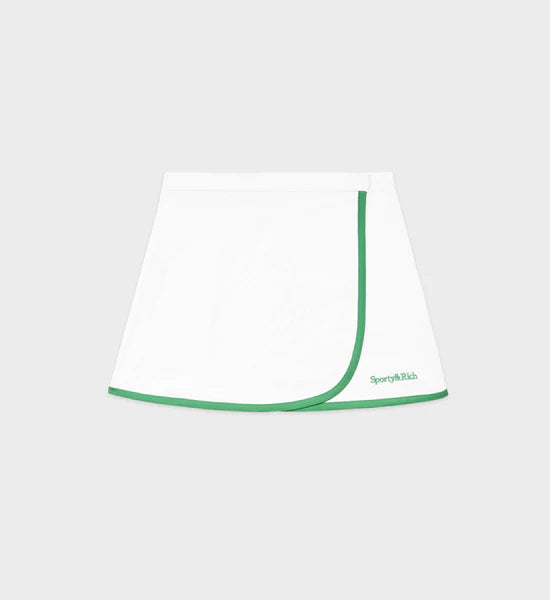 Serif Logo Embroidered Wrap Skirt - White/Verde