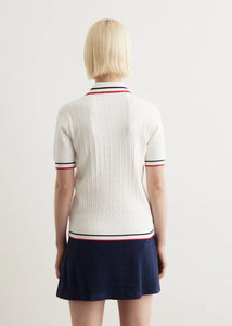 Serif Logo Mila Polo Short Sleeves - White